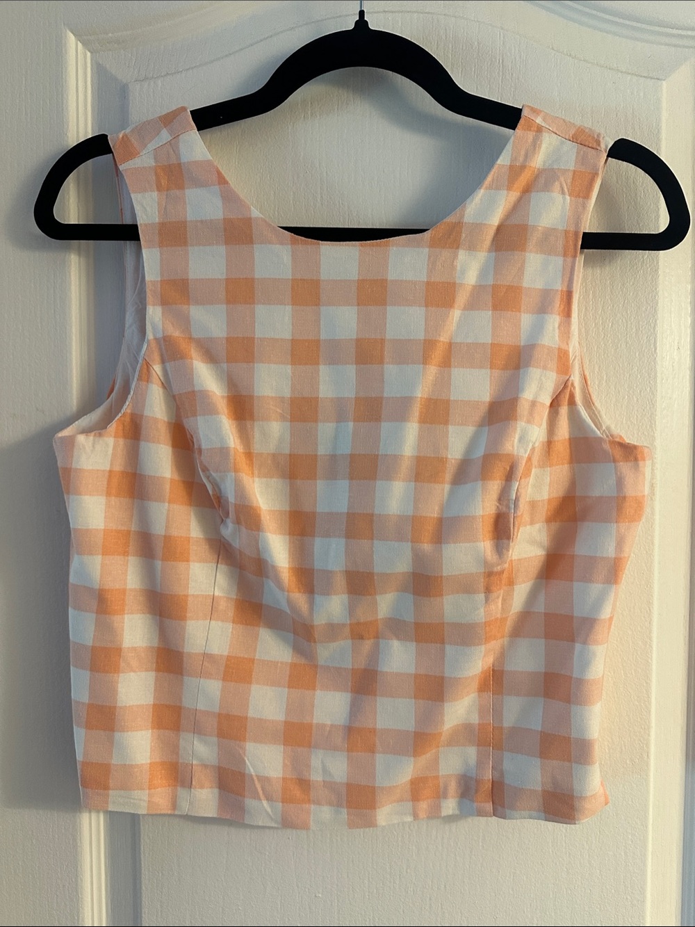 French Connection Peach and White Gingham Tank Top
